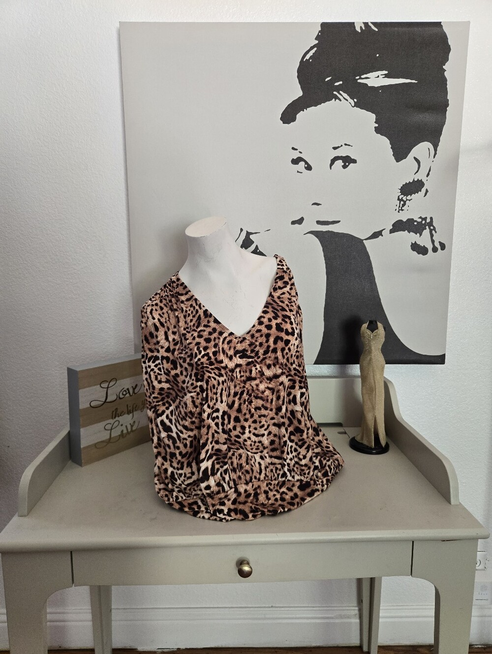 NWT I.N.C. Women’s V-Neck Animal Print Blouse - Leopard Print Plus Size 0X